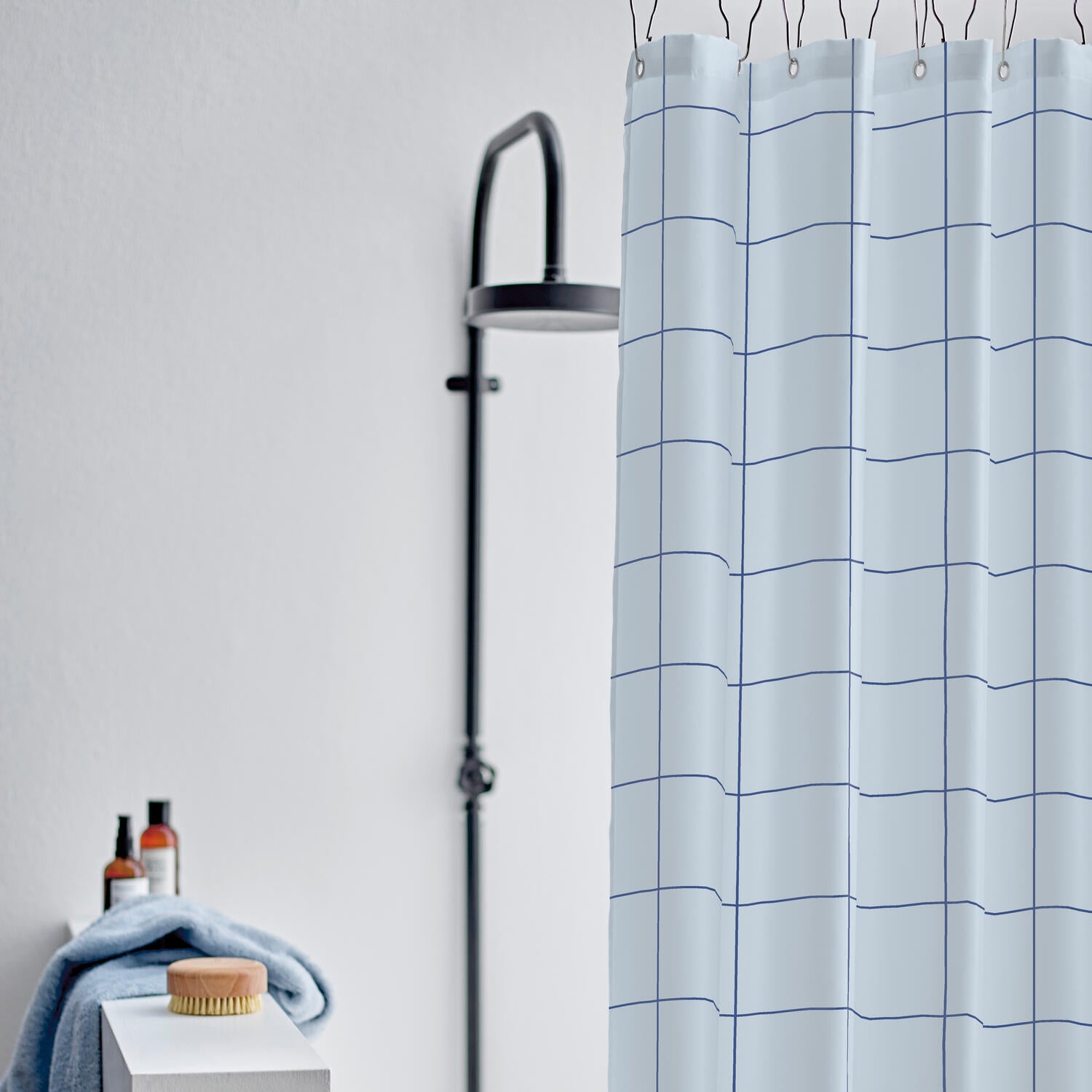 Badeforhæng, Linen Blue - 180x200 cm.